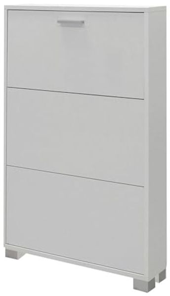 Dmora Schuhschrank mit DREI Türen aus weißem Holz, 70 x 18 x 118 cm