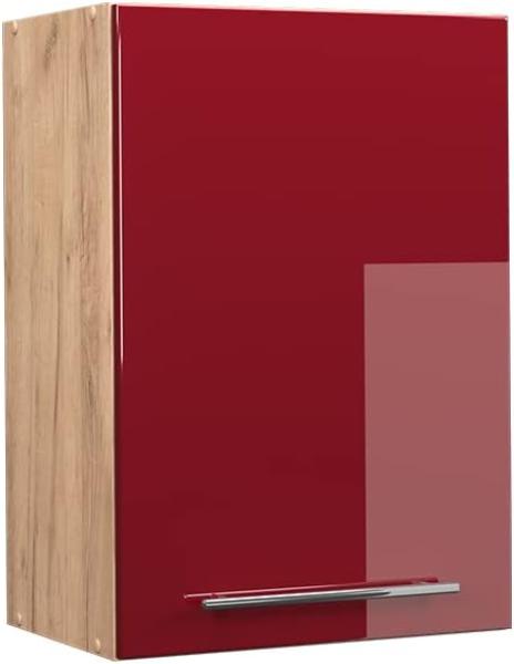 Vicco Küchenschrank Küchenmöbel Fame-Line modern Küche Einbauküche Küchenzeile Blende Unterschrank Hochschrank Hängeschrank Hochglanz (Eiche-Rot, Hängeschrank 50 cm)