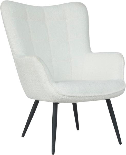 byLIVING Sessel Uta / Bouclé off white / Gestell schwarz pulverbeschichtet / Relaxsessel / Armlehnen-Sessel / B 72, H 97, T 80 cm