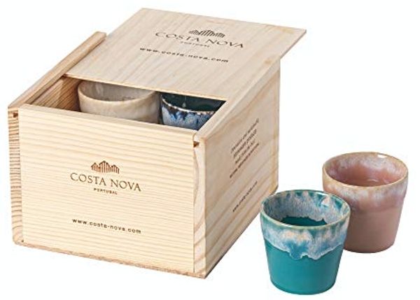 Costa Nova Espressotasse Grespresso Mehrfarbig, Holz-Geschenkbox, Costa Nova, 8-tlg, Keramik, 6,5 x 5,8 cm, 7 cl
