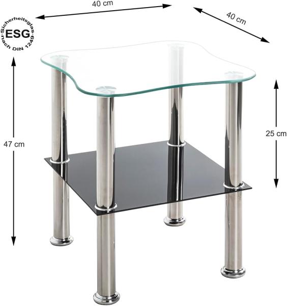 Beistelltisch Nachtkommode Glas Glastisch Klecks schwarz Bild 3