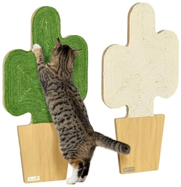 PawHut Kratzbrett Kratzmatte Katze, 2er Set Katzenkratzbretter aus Juteseil, (Kratzpappe, 2-tlg, Kratzwand), im Kakteen-Design, 30 x 60 cm