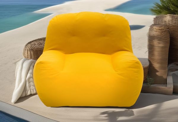 DOMO. collection Outdoor Sessel Norderney, Gartensessel, Outdoorsofa, Gartenmöbel, Polstersessel wetterfest, 114 x 105 x 78 cm (BxTxH), gelb