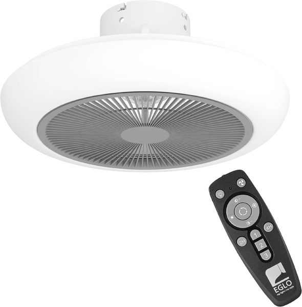 Eglo 35093 Deckenventilator & Licht SAYULITA weiss, grau H:19cm Ø:45. 5cm 2700-6500K 3-Stufen dimmbar, mit Fernbedienung