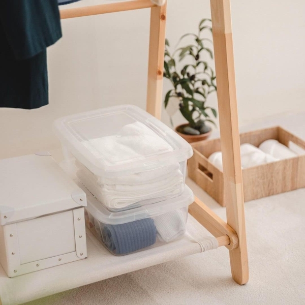 Iris Ohyama Vielseitige Aufbewahrungsboxen, 5L, 14er-Set, Transparent, Deckel leicht schließbar, Stapelbar, Plastik, Für Schrank, Regale, Klassenzimmer, Organisation, Kunstbedarf, Schuhe, MCB-5 Bild 3