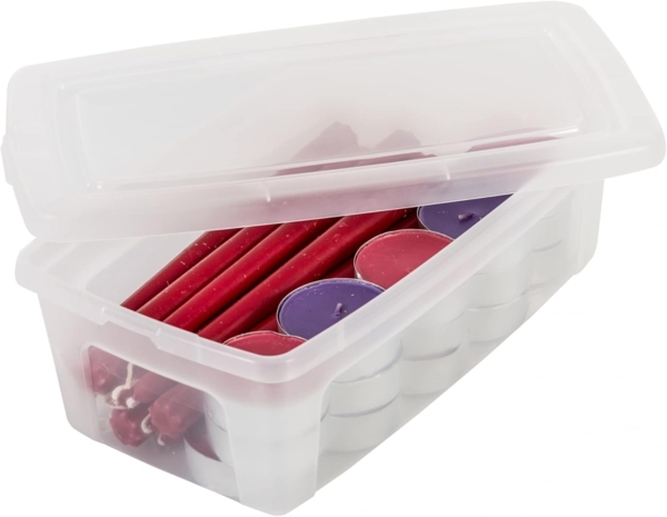 Iris Ohyama Vielseitige Aufbewahrungsboxen, 5L, 14er-Set, Transparent, Deckel leicht schließbar, Stapelbar, Plastik, Für Schrank, Regale, Klassenzimmer, Organisation, Kunstbedarf, Schuhe, MCB-5 Bild 5
