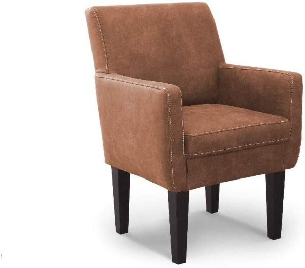 CAVADORE Diningsessel Malm / Polstersessel für Küche oder Esszimmer in Lederoptik / Mit Kontrastnaht / Passend zur Küchengarnitur Malm / 66 x 96 x 71 / Mikrofaser: cognac