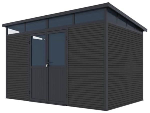Weide Gartenhaus | Aluminium & WPC | Gerätehaus mit Doppeltür | 338x218 cm | Wetterfest in Anthrazit