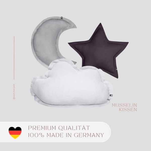 von Herzen Babykissen Musselinkissen Kinderkissen Kuschelkissen "Wolke" aus 100% Baumwolle, handgenäht Bild 2