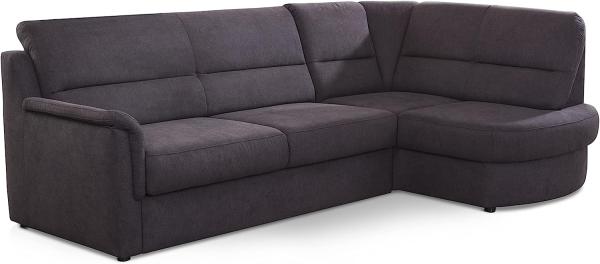 Cavadore Ecksofa Paris mit Federkern / Kleines L-Sofa mit Ottomane / 243 x 87 x 155 / Dunkelgrau