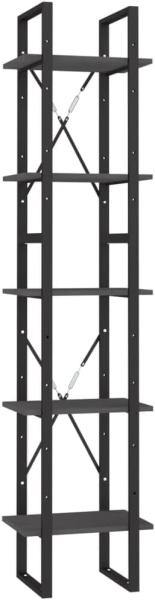 vidaXL Bücherregal 5 Fächer Grau 40x30x175 cm Massivholz Kiefer 3081975