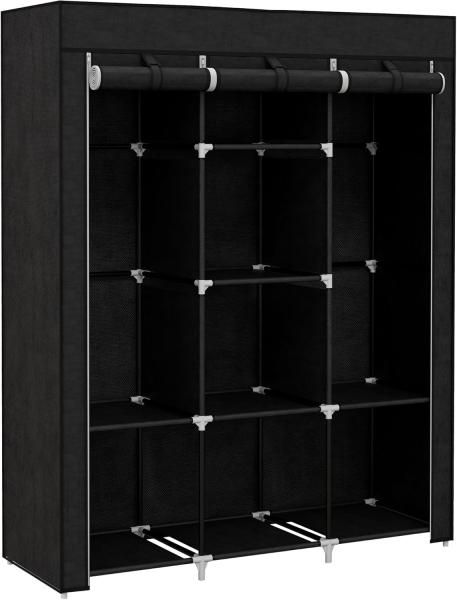 HOMCOM Stoffschrank Faltschrank, Faltbare Garderobe aus Vliesstoff (Kleiderschrank, 1-St, Tücherschrank) Schwarz, 125 x 43 x 162,5 cm