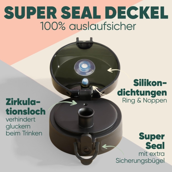 Blumtal Trinkflasche auslaufsichere Trinkflasche Sport + 1-Klick-Verschluss, BPA-freie Wasserflasche mit Sieb - spülmaschinenfest Bild 3