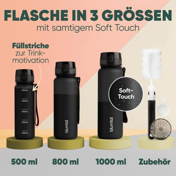 Blumtal Trinkflasche auslaufsichere Trinkflasche Sport + 1-Klick-Verschluss, BPA-freie Wasserflasche mit Sieb - spülmaschinenfest Bild 6