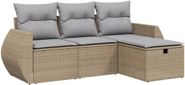 vidaXL 4-tlg. Garten-Sofagarnitur mit Kissen Beigemischung Poly Rattan 3264065