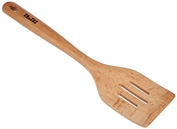 Ibili Pfannenwender perforiert 30 cm aus Buchenholz, Holz, braun, 30 x 7 x 3 cm