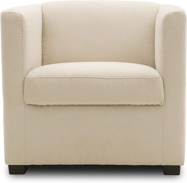DOMO Collection Bob Sessel, retro Sessel mit Armlehnen und Federkern, 73 x 75 x 69 cm, kleiner Polstersessel Cocktail Loungesessel in Mikrofaser beige