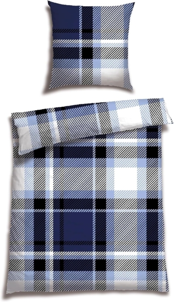 Schiesser Bettwäscheset Setta - Feinbiber - 2-teilig - 135 x 200 cm - Blau Bild 1