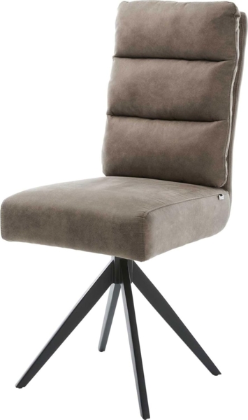 Esszimmerstuhl Pela-Flex Mikrofaser Taupe Vintage Kreuzgestell kantig Schwarz Taschenfederkern