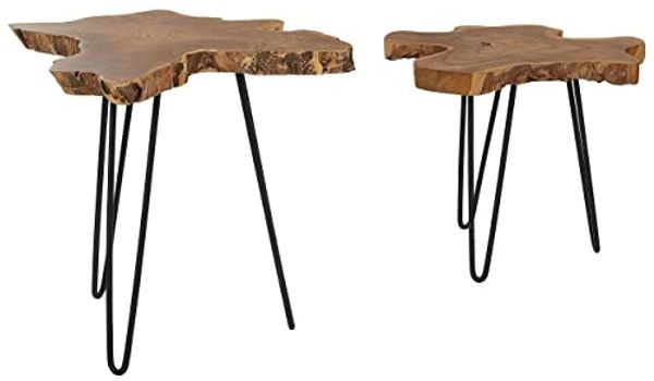 Beistelltisch Holz dunkelbraun 2er Set CAMROSE