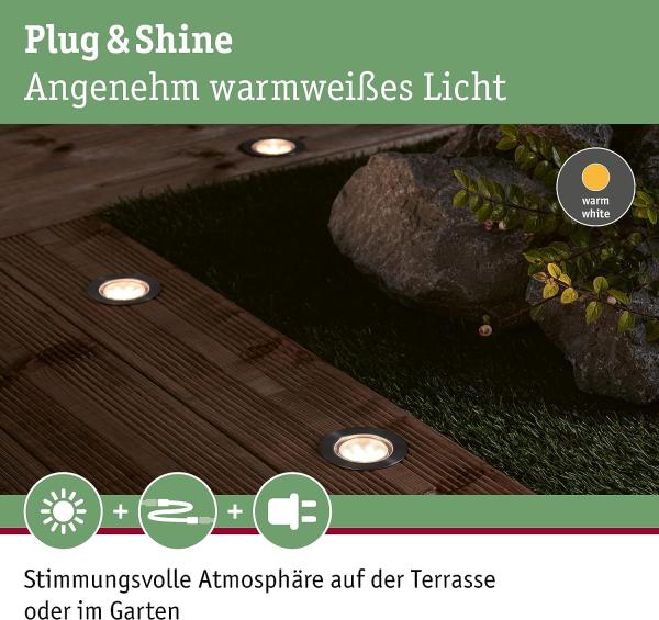 Paulmann No. 93953 Plug&Shine Bodeneinbauleuchte Floor Eco IP65 Warmweiß Silber Bild 3