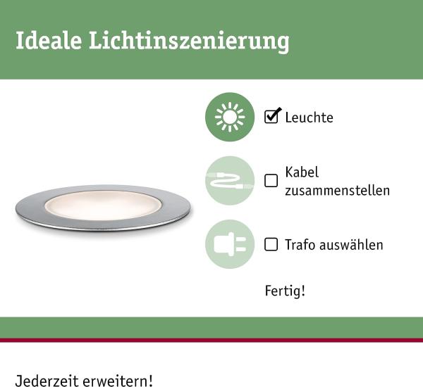 Paulmann No. 93953 Plug&Shine Bodeneinbauleuchte Floor Eco IP65 Warmweiß Silber Bild 2