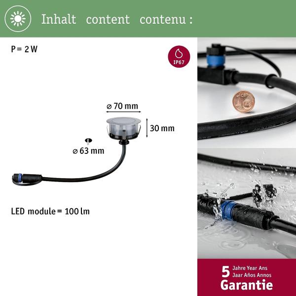 Paulmann No. 93953 Plug&Shine Bodeneinbauleuchte Floor Eco IP65 Warmweiß Silber Bild 4