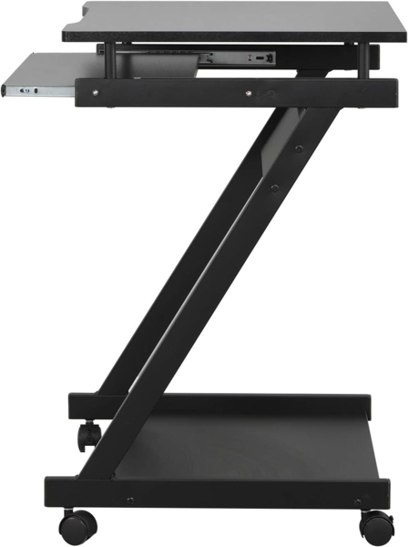 SogesHome Schreibtisch Klein Computertisch mit 4 Rollen 2 Davon mit Bremsen PC-Tisch in Z-Form mit Tastaturauszug für Zuhause und Büro, 60x48 cm Bild 6