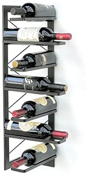 DanDiBo Weinregal Metall Schwarz Ecke Wand 70 cm Eckregal Flaschenregal 96292 Flaschenhalter Wandmontage Modern Wandhalter Wandregal für 7 Flaschen