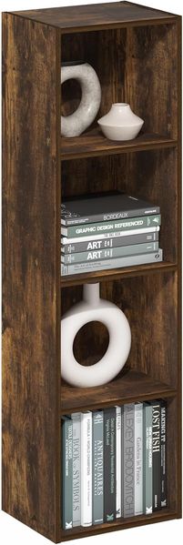 Furinno Pasir 4-stufiges Bücherregal mit offenem Regal, Bernsteinkiefer