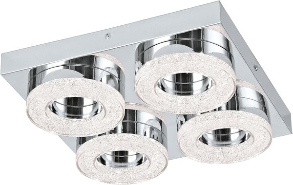 Eglo 95664 Wandleuchte Deckenleuchte Fradelo in chrom und, Kristall chrom, klar 4X4W L:28 H:6cm