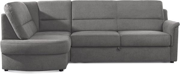 Cavadore Ecksofa Paris mit Federkern / Kleines L-Sofa mit Ottomane / 243 x 87 x 155 / Grau