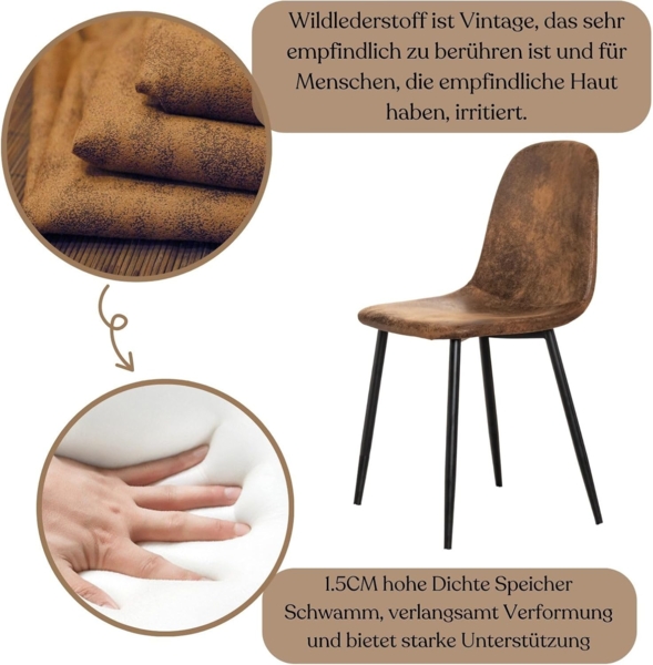 FurnitureR Kinder Schreibtischstuhl Set 4er - Ergonomisch, Braun Velours, Metallkreuzfuß, Höhenverstellbar, Für Kinderzimmer & Schule Bild 5