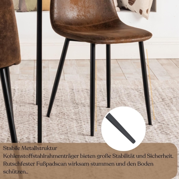 FurnitureR Kinder Schreibtischstuhl Set 4er - Ergonomisch, Braun Velours, Metallkreuzfuß, Höhenverstellbar, Für Kinderzimmer & Schule Bild 6