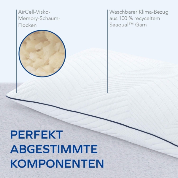 MLILY Kopfkissen 40x80cm, Rückenschläfer, Seitenschläfer, Bauchlage, Bezug aus 100% recyceltem Seaqual-Garn Bild 4