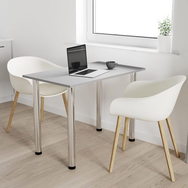 70x40 | Esszimmertisch - Esstisch - Tisch mit Chrombeinen - Küchentisch - Bürotisch | Light Graphite