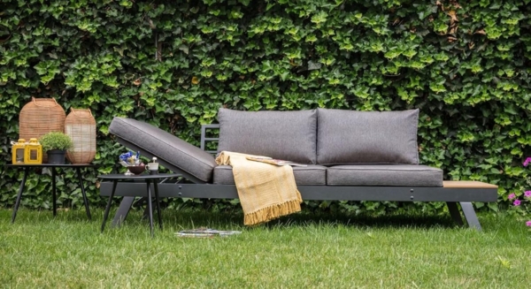 Lesli Living 'Arezzo', Gartenbank, Daybed & Sonnenliege, wetterfest, mit verstellbarem, beidseitig montierbarem Kopfteil, grau, 68 x 81 x 228 cm Bild 2