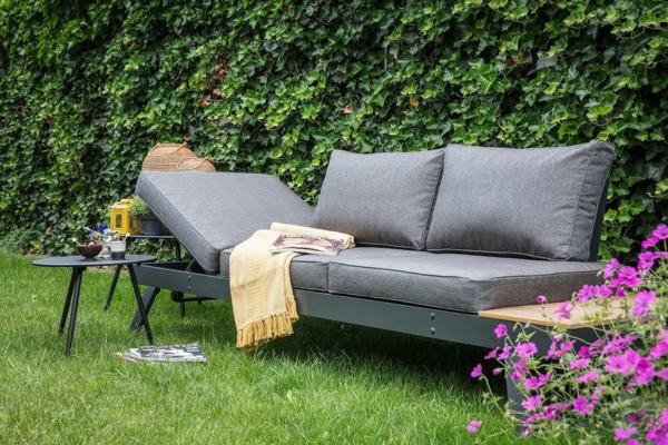 Lesli Living 'Arezzo', Gartenbank, Daybed & Sonnenliege, wetterfest, mit verstellbarem, beidseitig montierbarem Kopfteil, grau, 68 x 81 x 228 cm Bild 9