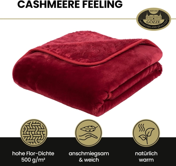 Gözze 'Premium Cashmere' Kuscheldecke, Polyester rot, 180x220 cm Bild 2