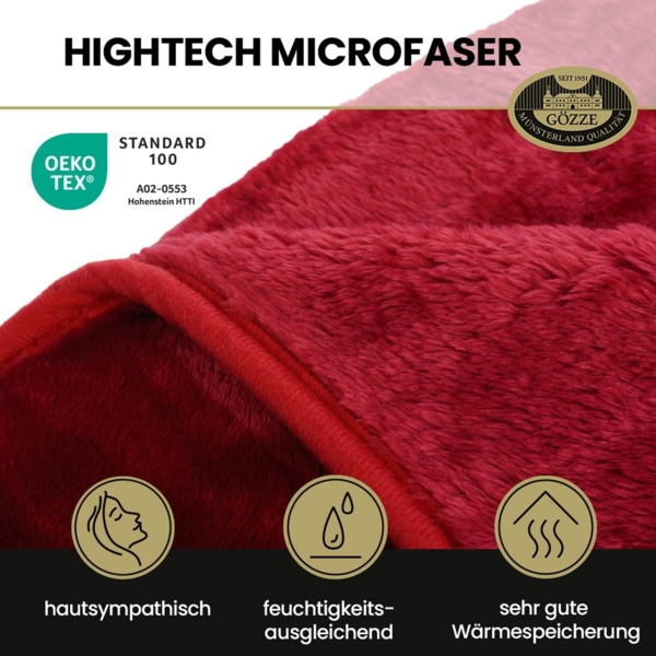 Gözze 'Premium Cashmere' Kuscheldecke, Polyester rot, 180x220 cm Bild 3
