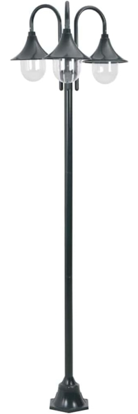 vidaXL Garten-Pollerleuchte E27 220 cm Aluminium 3-Laterne Dunkelgrün 44216