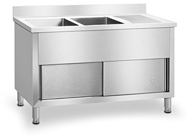 Royal Catering Spülenschrank Spülschrank Edelstahl Doppel Küchenspüle Edelstahlspültisch Spüle