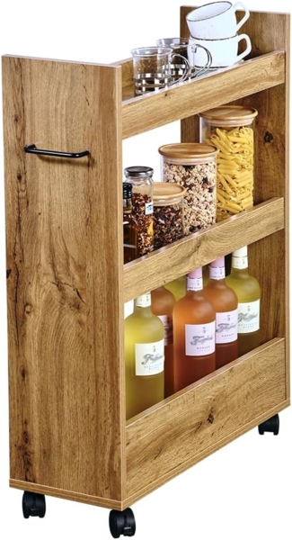 KESPER® Küchenregal Nischenregal, FSC, 1-tlg, mit 3 Abstellflächen und 4 Rädern, davon 2 mit Bremse