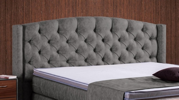 Meisterbetten Boxspringbett Magi 100x220 in MS-Grey, Matratzenbezug Nano, Ergoflex-Topper Bild 2