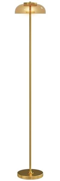 HOMCOM Stehlampe Stehleuchte mit 3000 K warmem Licht, Fußschalter, Ein-,Ausschalter, LED fest integriert, Warmweiß, für Wohnzimmer Schlafzimmer, exkl. Glühbirne, Messing