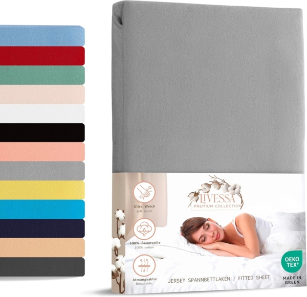livessa Spannbettlaken Jersey Spannbettlaken 100% Baumwolle – Atmungsaktiv -Weich & OEKO-TEX, Jersey, Gummizug: Rundumgummizug, In 9 Größen und vielen Farben erhältlich
