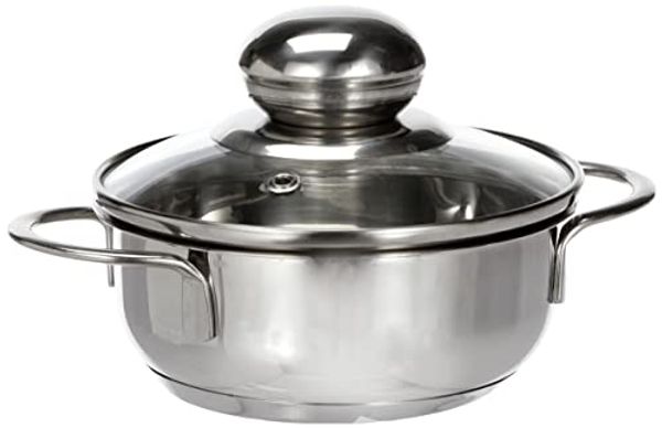 KARL KRÜGER Bratentopf Saturn mit Glasdeckel 0,5 Liter Ø12cm Edelstahl