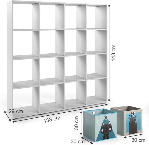 Kinderregal Karree Weiß 138.5 x 142.5 cm mit 8 Faltboxen Vicco Bild 3