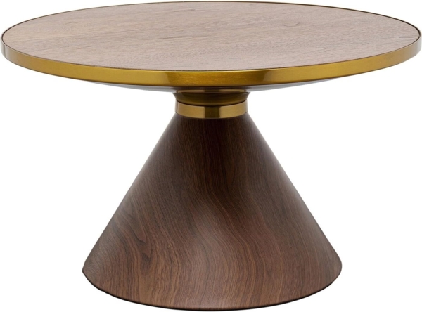 Kare Design Couchtisch Cono, Braun, 70cm Durchmesser, Beistelltisch, Wohnzimmertisch, Holz-Optik, Rund, Retro