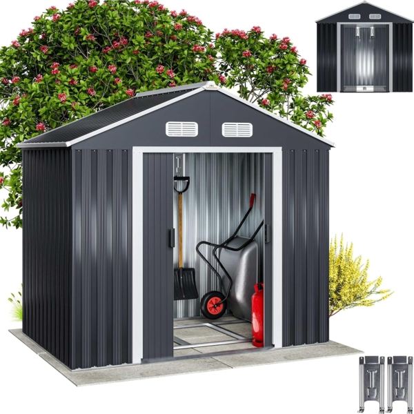 Gardebruk XL Gerätehaus mit Fundament und Kantenschutz, Metall, 196 x 132 x 188 cm